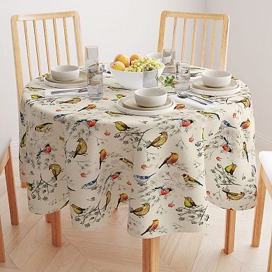 Round Tablecloth, 100% Polyester, 70" Round, Bird Watch