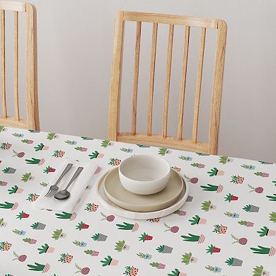 Square Tablecloth, 100% Polyester, 60x60", Cartoon Succulents