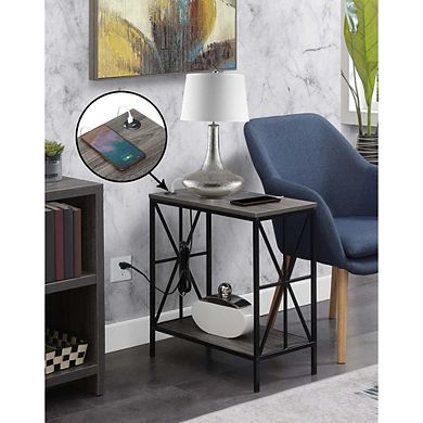Convenience Concepts Tucson Starburst Chairside End Table with Charging Station and Shelf