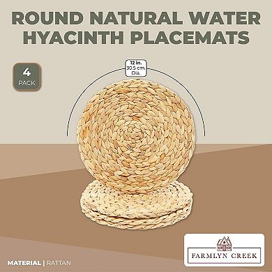Round Jute Woven Hyacinth Placemats (11.8 in, 4 Pack)