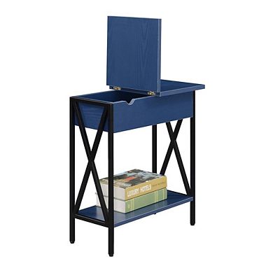 Convenience Concepts Tucson Flip Top End Table with Charging Station and Shelf