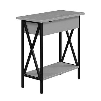 Convenience Concepts Tucson Flip Top End Table with Charging Station and Shelf