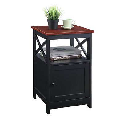 Convenience Concepts Oxford End Table with Cabinet, Driftwood White