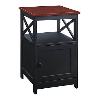Convenience Concepts Oxford End Table with Cabinet, Driftwood White