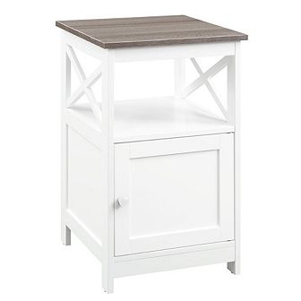 Convenience Concepts Oxford End Table with Cabinet, Driftwood White