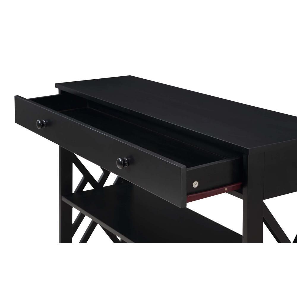 Black Titan console table drawer with X-pattern sides
