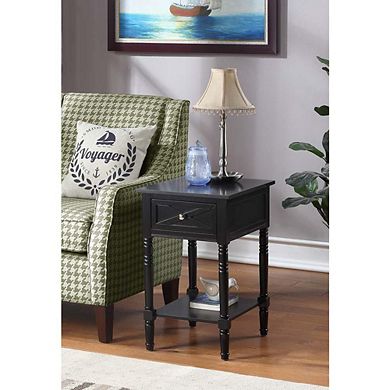 Convenience Concepts Country Oxford 1 Drawer End Table with Charging Station and Shelf