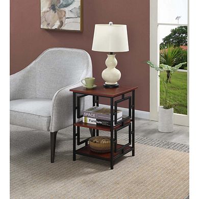 Convenience Concepts Town Square Metal Frame End Table, Cherry/Black