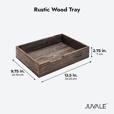 Rustic Wood Stackable Paper Tray for Office and Organization (13.6 x 9.75 In)