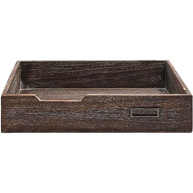 Rustic Wood Stackable Paper Tray for Office and Organization (13.6 x 9.75 In)