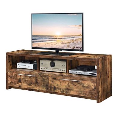 Convenience Concepts Newport Marbella 60 inch TV Stand with Cabinets and Shelves, Barnwood