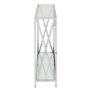 Convenience Concepts Oxford Chrome Console Table, Clear Glass Chrome