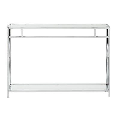 Convenience Concepts Oxford Chrome Console Table, Clear Glass Chrome
