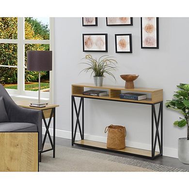 Convenience Concepts Tucson Deluxe 2 Tier Console Table, English Oak Black