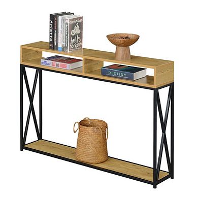 Convenience Concepts Tucson Deluxe 2 Tier Console Table, English Oak Black