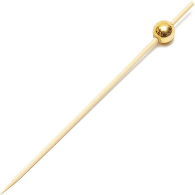 Gold Pearl Cocktail Picks, Wooden Appetizer Toothpicks (4.7 Inches, 150 Pack)
