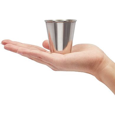 6 Pack Stainless Steel Shot Glasses with Leather Case, 2 oz Metal Shooters