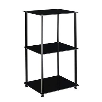 Convenience Concepts Designs2Go Classic Glass 3 Shelf Bookcase, Black Glass
