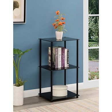 Convenience Concepts Designs2Go Classic Glass 3 Shelf Bookcase, Black Glass