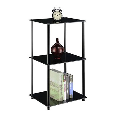 Convenience Concepts Designs2Go Classic Glass 3 Shelf Bookcase, Black Glass