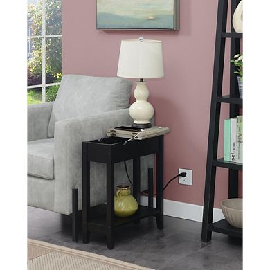 Convenience Concepts American Heritage Flip Top End Table With Charging Station