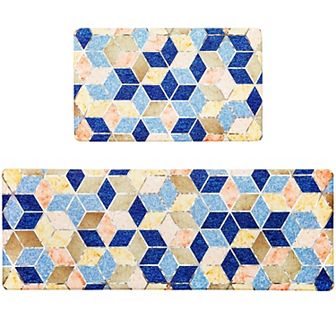 Cushioned Anti Fatigue Kitchen Mats in Diamond Pattern, 2 Sizes (2 pc Set)