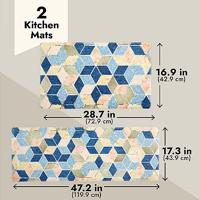 Cushioned Anti Fatigue Kitchen Mats in Diamond Pattern, 2 Sizes (2 Piece Set)