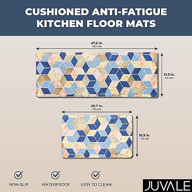 Cushioned Anti Fatigue Kitchen Mats in Diamond Pattern, 2 Sizes (2 Piece Set)