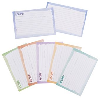 Double-Sided 4 x 6 Recipe Cards for Cooking and Kitchen, Watercolor Design (60 Pack)