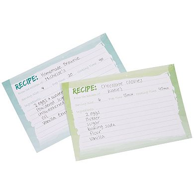 Double-Sided 4 x 6 Recipe Cards for Cooking and Kitchen, Watercolor Design (60 Pack)