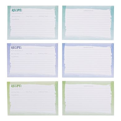 Double-Sided 4 x 6 Recipe Cards for Cooking and Kitchen, Watercolor Design (60 Pack)