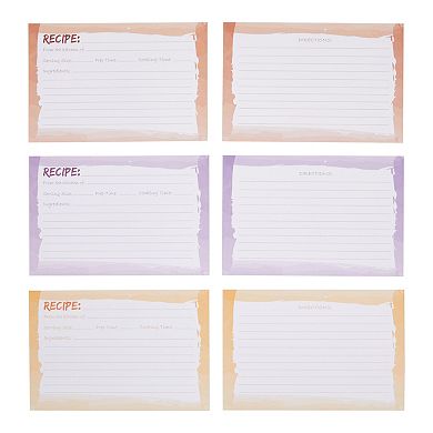 Double-Sided 4 x 6 Recipe Cards for Cooking and Kitchen, Watercolor Design (60 Pack)