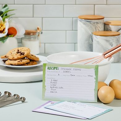 Double-Sided 4 x 6 Recipe Cards for Cooking and Kitchen, Watercolor Design (60 Pack)