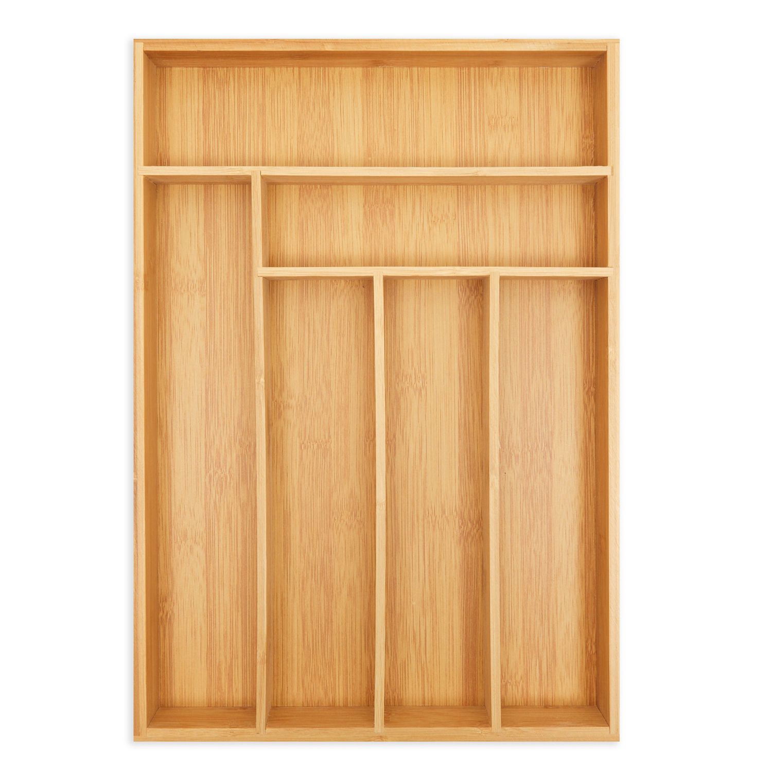 Wooden Silverware Drawer Organizer, Wooden Cutlery Tray Holder for Kitchen, Flatware & Utensil Storage with 6 Slots, 17 x 11.75 x 1.75 Inches