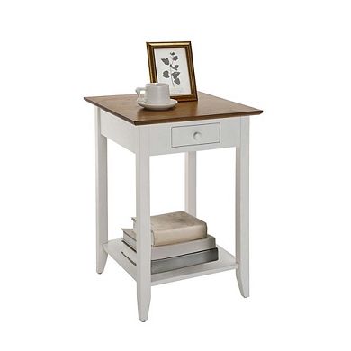 Convenience Concepts American Heritage 1 Drawer End Table with Shelf, Driftwood/White