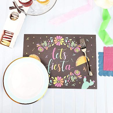 Cinco de Mayo Placemats, Let's Fiesta Table Decorations (10 x 14 In, 100 Pack)