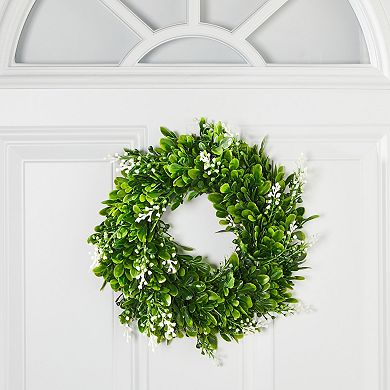2 Pack Artificial Boxwood Wreaths For Farmhouse Decor Front Door Window 12 In