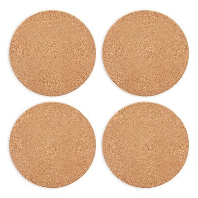 Set of 4 Round Cork Trivets for Hot Dishes, Plates, and Kitchen Countertops, Corkboard Pads for Pots and Pans (9 In)