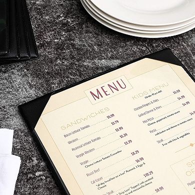 Juvale Black Restaurant Menu Cover Holders (12 Pack) 7.8 x 13.8 In