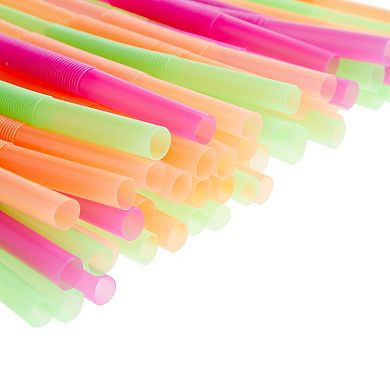 200 Pack Plastic Extra Long Straws, 13 Inch Disposable Straws, 4 Rainbow Colors
