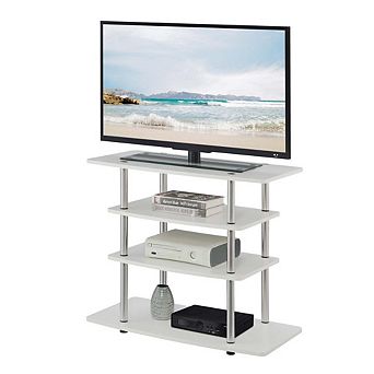 Convenience Concepts Designs2Go No Tools Highboy 4 tier TV Stand, White