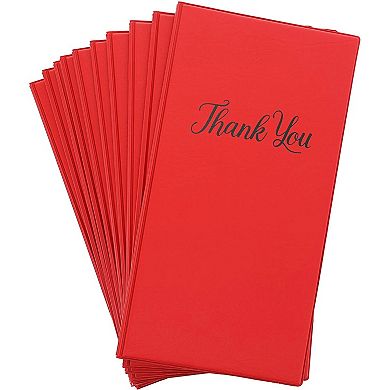 10 Pack Restaurant Guest Check Presenters for Waitresses, Red Thank You Server Books (10.5 x 5.5 Inches)