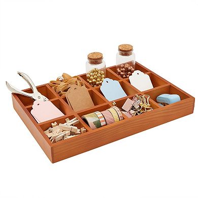 Wooden Drawer Organizer With 12 Compartments, Sorting Tray For Crafts, 13x9x1.5"