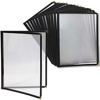 12 Pack Clear Restaurant Menu Covers with Double Panels, 8.5 x 11 in