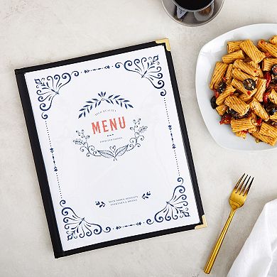 12 Pack Clear Restaurant Menu Covers with Double Panels, 8.5 x 11 In