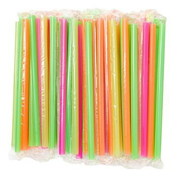 100 pc Plastic Disposable Straws For Boba, Jumbo Straws, 10"