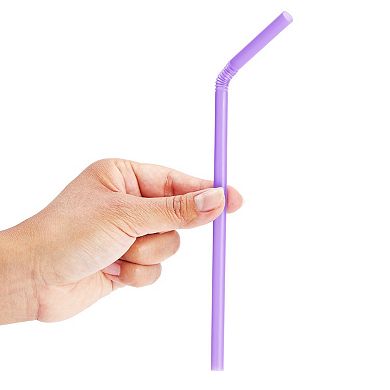 300 Pack Flexible Plastic Drinking Straws, Disposable Straws Bulk Set, 5 Colors