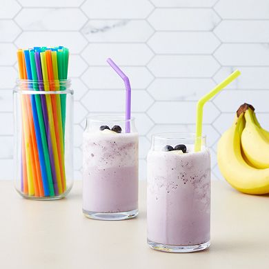 300 Pack Flexible Plastic Drinking Straws, Disposable Straws Bulk Set, 5 Colors