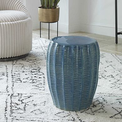 Uttermost Harbor Aque Blue Garden Stool