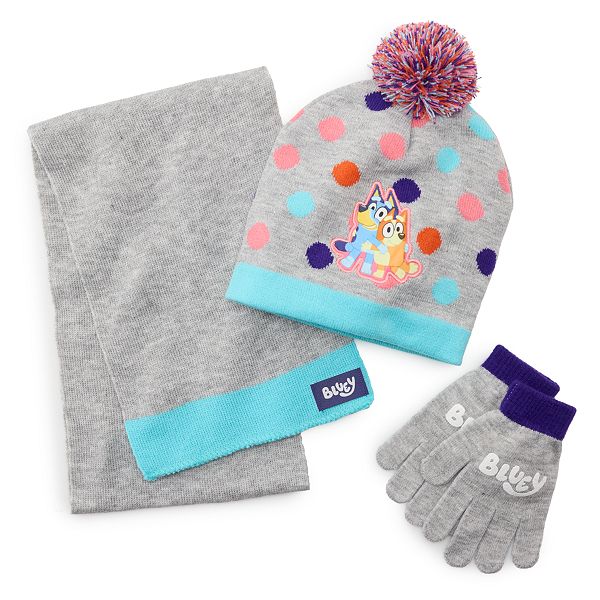 Girls 416 Bluey 3piece Hat, Scarf & Glove Cold Weather Set